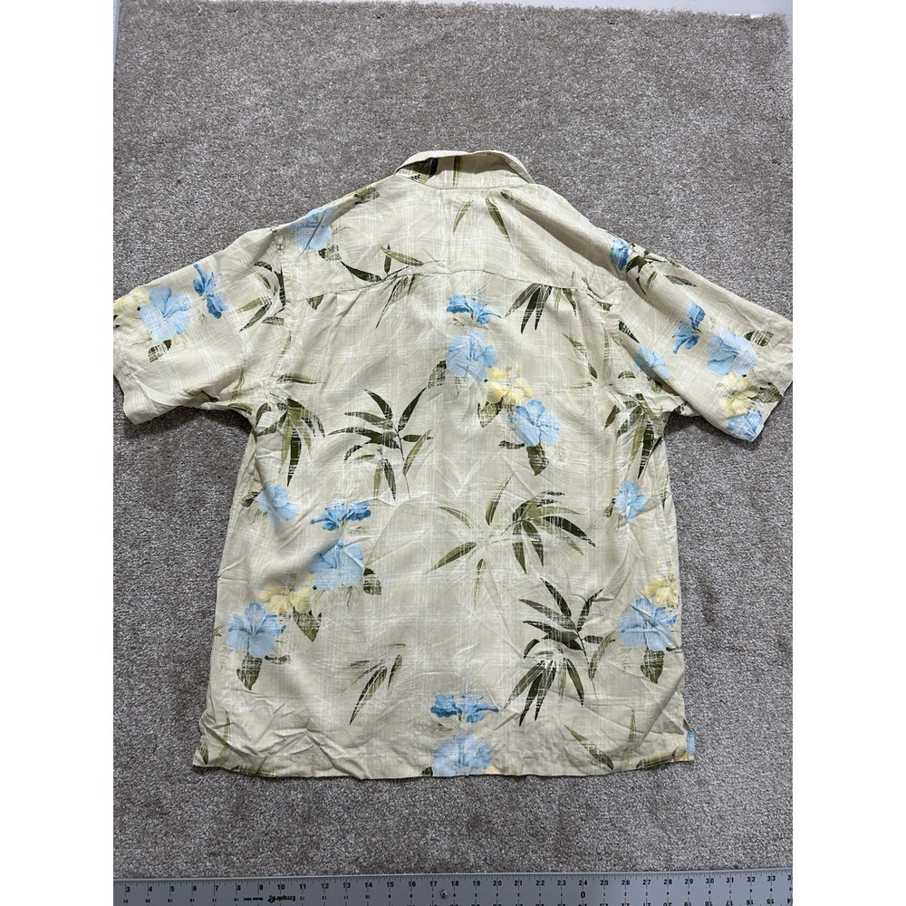 Tommy Bahama Men's L 100% Silk Hawaiian Shirt L Short Sleeve Yellow - Picture 7 of 7
